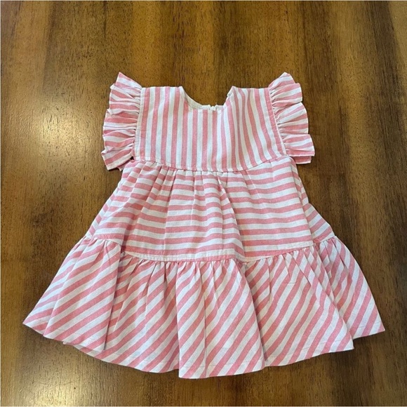 Pink Chicken 3-6 Mo Pink Striped lined dress - Picture 1 of 3
